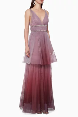 Marchesa notte ombre tulle tiered gown store