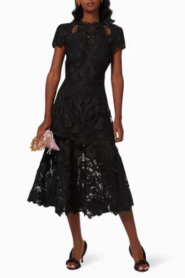 Buy Simkhai Black Midi Dress in Guipure Lace for Women Online | Ounass  Kuwait