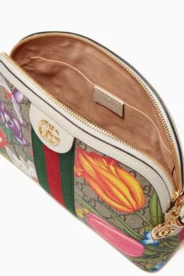 Buy Gucci Neutral Small Ophidia GG Flora Canvas Shoulder Bag for