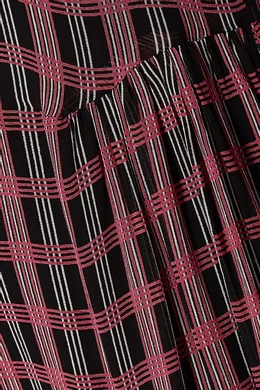 Buy Ganni Purple Checked Georgette Midi Dress for Women Online | Ounass  Kuwait