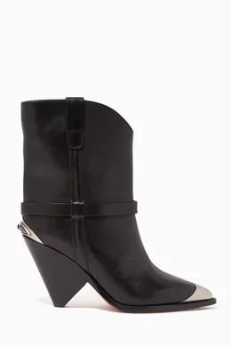 Buy Isabel Marant Black Lamsy Leather Ankle Boots for Women Online
