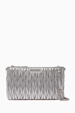 Buy Miu Miu Silver Mini Matelassé Leather Cross-body Bag for Women
