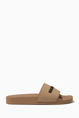 Buy Balenciaga Neutral Piscine 3D Logo Slide Sandals in Rubber for Women Online Ounass Kuwait