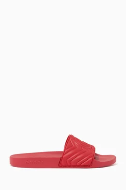 Buy Gucci Red GG Matelassé Rubber Slides for Men Online Ounass