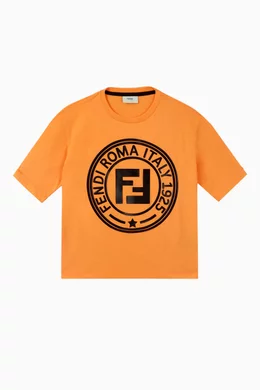 Buy Fendi Orange Logo Stamp Cotton T Shirt for Boys Online Ounass Kuwait