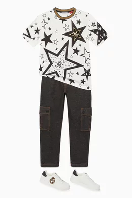 Buy Dolce Gabbana White Millennials Star Jersey T-Shirt for Boys - Main Image