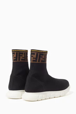 Buy Fendi Black Logo Sock Sneakers for Girls Online Ounass Kuwait