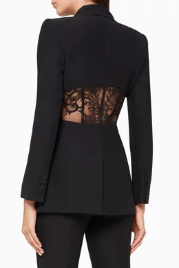 Buy Alexander McQueen Black Lace Panel Blazer for Women Online Ounass Kuwait