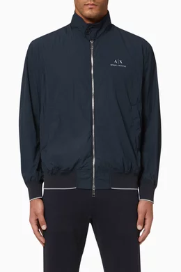 Buy Armani Exchange Blue Logo Nylon Seersucker Jacket for Men