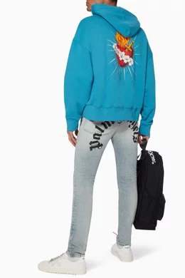 Buy Palm Angels Blue Sacred Heart Hoodie for Men Online Ounass