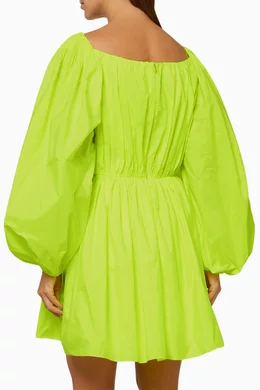 valentino lime green dress Valentino - Lime Green Pliss Midi Cape Dress