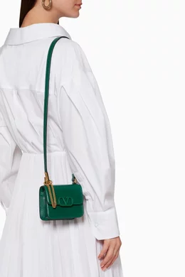 Buy Valentino Garavani Green Valentino Garavani Micro VSLING Shiny Calfskin Shoulder Bag for Women Online Ounass Kuwait