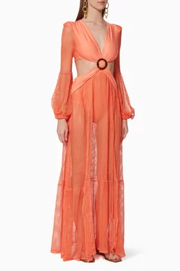 Buy PatBO Orange Mesh Beach Dress for Women Online