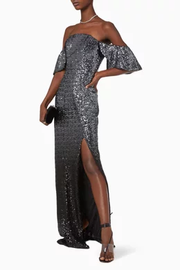 marchesa notte ombre glitter dress Buy Silver Sequin Column Gown for Women Online 2026 GLOBAL PARTY EDIT