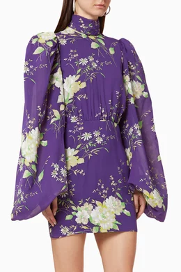 Buy The Attico Purple Gabi Floral Print Silk Dress for Women Online Ounass Kuwait