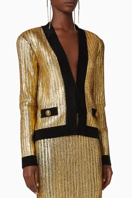 Buy Balmain Gold Coated Velvet Jacket for Women Online Ounass Kuwait