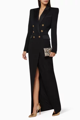 Buy Balmain Black Button Embellished Wool Blazer Dress for Women Online Ounass Kuwait