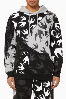 Buy MCQ Black Swallow Patchwork Cotton Hooded Sweatshirt for Men Online Ounass Kuwait