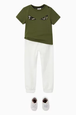 Buy Fendi Green Bag Bugs Eyes Cotton T-Shirt for Baby Boys Online