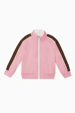 Buy Fendi Pink FF Band Jersey Zipped Jacket for Girls Online