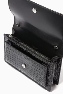 Crocodile Embossed Sunset Monogram Chain Wallet Buy SAINT LAURENT
