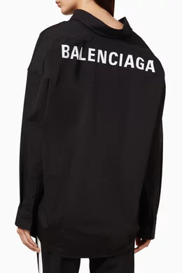 Buy Balenciaga Black Cocoon Swing Shirt in Cotton Poplin for Women