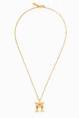 Buy Chloé Gold Alphabet Pendant Necklace in Brass for Women