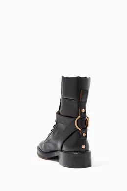 Buy Chloé Black Diane Lace-up Boots in Brushed Calfskin for Women