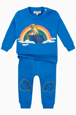 Buy KENZO KIDS Blue Tiger Rainbow Cotton Sweatshirt for Baby Boys