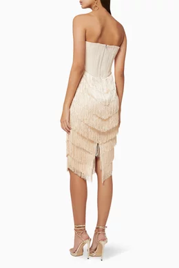 Buy Lavish Alice Pink Corset Bandeau Fringe Midi Dress for Women Online Ounass Kuwait