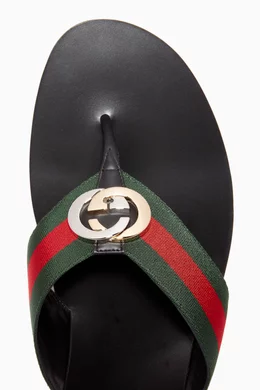 Buy Gucci Multicolour Logo Web Sandals in Leather for Men Online Ounass Kuwait