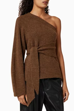Buy NANUSHKA Brown Cleto One Shoulder Wool Sweater for Women Online Ounass Kuwait