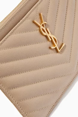 Buy SAINT LAURENT Neutral Monogram Bill Pouch in Grain de Poudre Embossed Leather for Women Online Ounass Kuwait