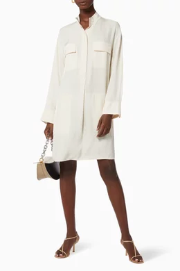 Buy Vince Neutral Utility Silk Shirt Dress for Women Online Ounass Kuwait