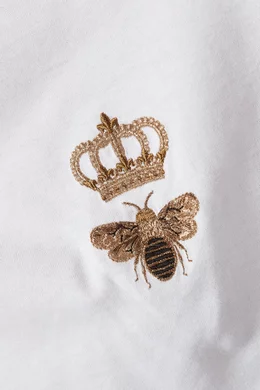 Tシャツ・カットソー Dolce&Gabbana BEE AND CROWN EMBROIDERED T-SHIRT Dolce & Gabbana Green Crown Bee Flock Print Cotton T-Shirt M