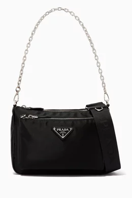 Buy Prada Black Bandoliera Medium Crossbody Bag in Nylon Saffiano Leather for Women Online Ounass Kuwait