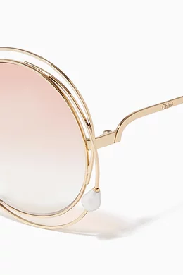 Buy Chloé Pink Carlina Pearl Round Sunglasses in Metal for Women