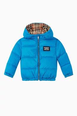 Blue Burberry Puffer Coat Buy Burberry Blue Logo Reversible