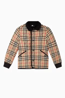 Buy Burberry Neutral Vintage Check Diamond Quilted Jacket for Boys