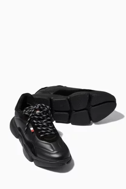 Buy Moncler Black Bubble Sneakers in Leather & Suede for Men