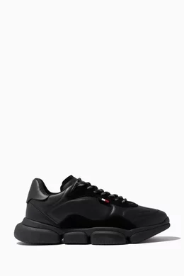 Buy Moncler Black Bubble Sneakers in Leather & Suede for Men