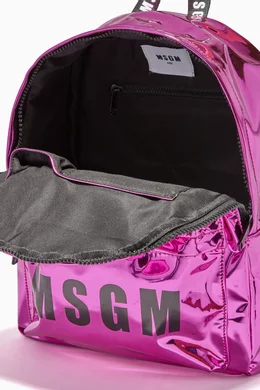 Buy MSGM Pink Logo Backpack in Lurex for Girls Online