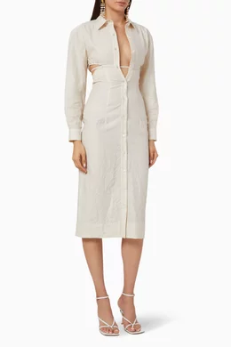 Buy Jacquemus Neutral La Robe Cavaou Shirt Dress for Women