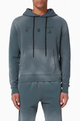 Buy Off-White Blue Big Logo Faded Slim Hoodie for Men Online