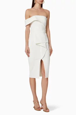 Buy Lavish Alice White Bardot Peplum Midi Dress for Women Online | Ounass  Kuwait