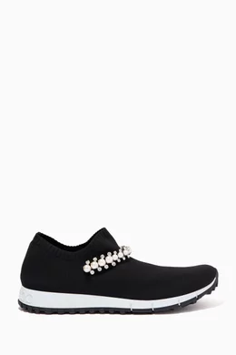 Buy Jimmy Choo Black Verona Trainers with Crystal Detailing in