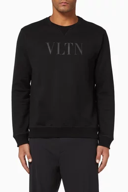 Buy Valentino Garavani Black VLTN Jersey Crewneck Sweatshirt for Men Online Ounass Kuwait