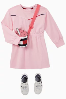 Buy Tommy Hilfiger Pink Cotton Global Stripe Sweatdress for Girls