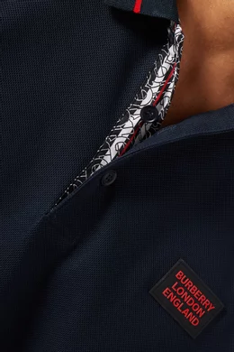 Buy Burberry Blue Logo Appliqué Cotton Piqué Polo Shirt for Men