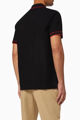 Buy Burberry Black Icon Stripe Cotton Zip Polo Shirt for Men